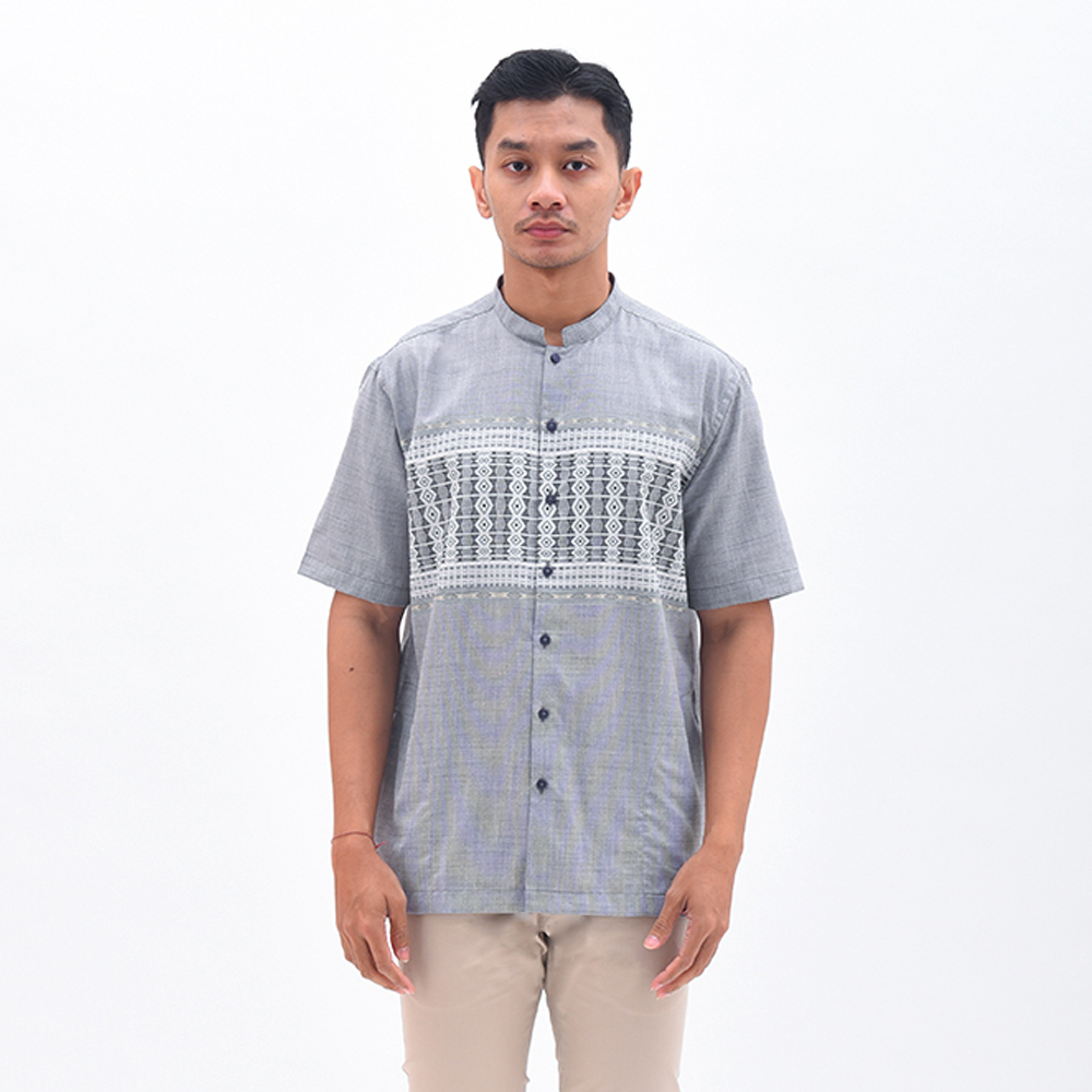MANZONE Kemeja Koko Lengan Pendek AFSHAR - GREY