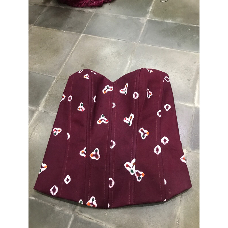 kamisol jumputan merah maroon | kamisol jumputan | bustier jumputan | longtorso jumputan | kemben ju