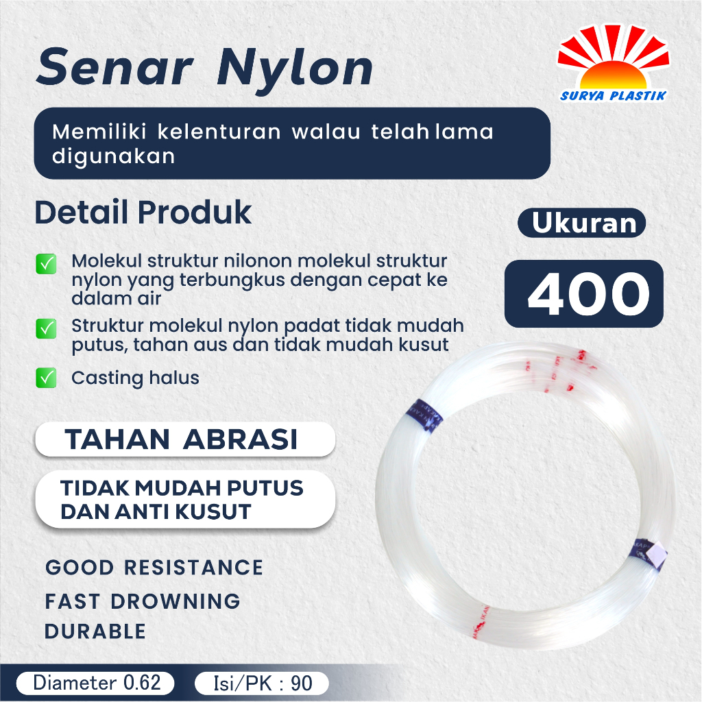 Senar Cap Ikan Kakap  Ukuran 400 (25)  per Roll /Tali Senar Pancing / Senar Layangan