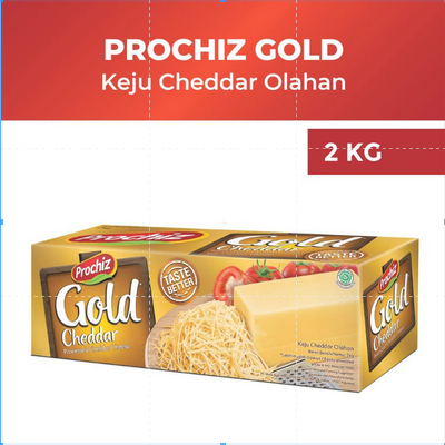 PROCHIZ GOLD KEJU CHEDDAR OLAHAN KEMASAN 2KG / PROCHIZ GOLD / TOPPING KEJU/ KEJU CHEDDAR /PROCHIZ (2