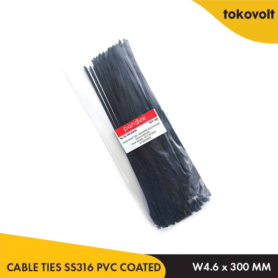 Pandex Cable Ties Stainless Steel PVC Coated 4.6 x 300 mm / Cable Ties SS316