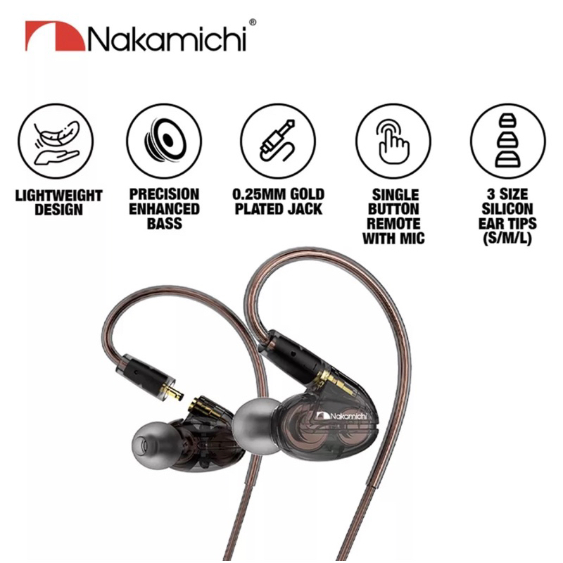 NAKAMICHI HQ 200 Earphone Headseat Kabel Dual Dynamic Driver