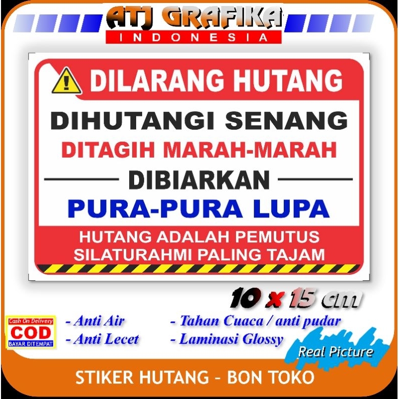 

Stiker baru dilarang hutang Anti ngutang sticker pembeli toko kantor
