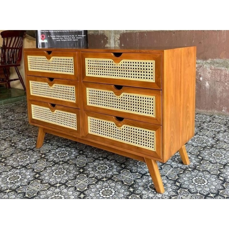 Buffet Meja Konsul TV Retro Rotan Jati ,Meja Konsul Scandinavian