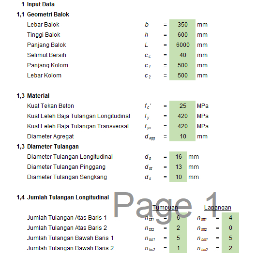 DESAIN Perhitungan struktur BALOK dengan Metode SRPMM SESUAI SNI 2847:2019