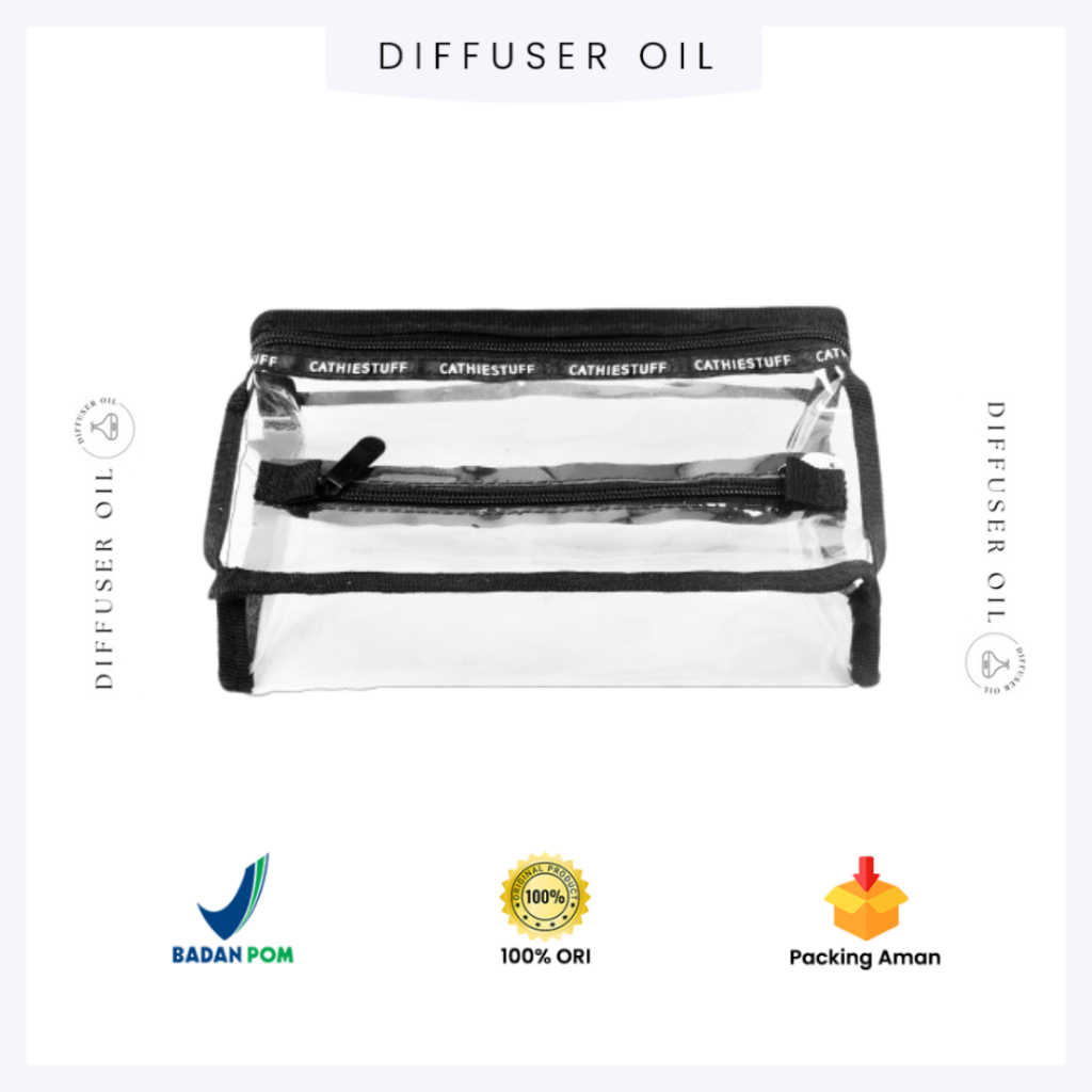 US PB02T by Cathiestuff  Tissue Pouch Transparan Makeup Tempat Tisu Panjang Wadah Bening