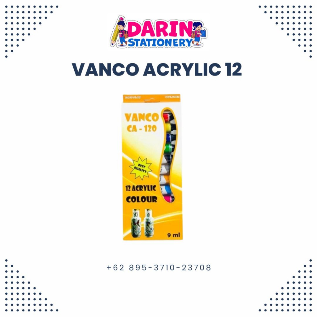 

VANCO Acrylic Color Paint Cat Akrilik 12 Warna Colors 9ML