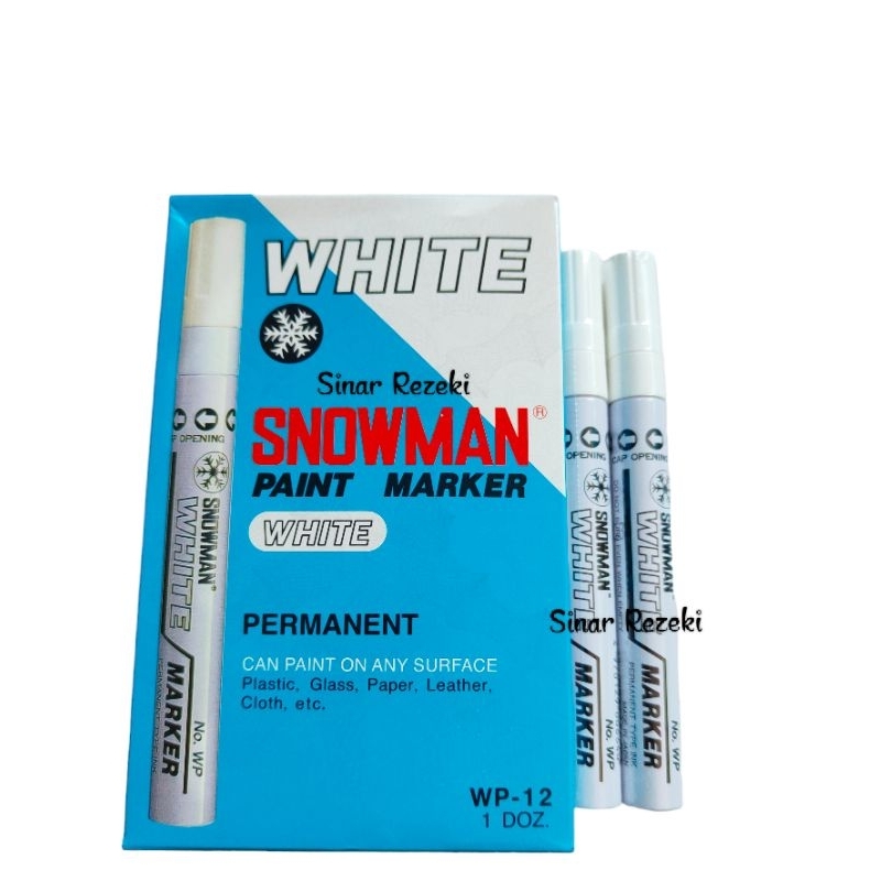 

12 buah!! size big!! Spidol permanen putih/snowman paint marker white/spidol putih permanen snowman
