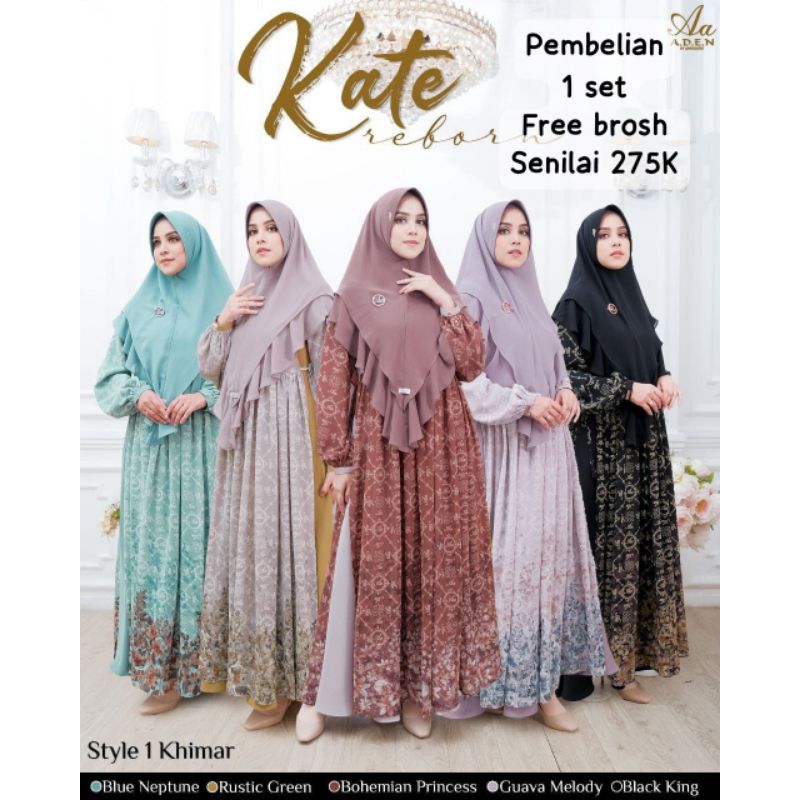 KATE REBORN DRESS BY ADEN HIJAB STYLE 1(PO 25juli -07 agustus 2023) gamis ory gamis syari gamis musl