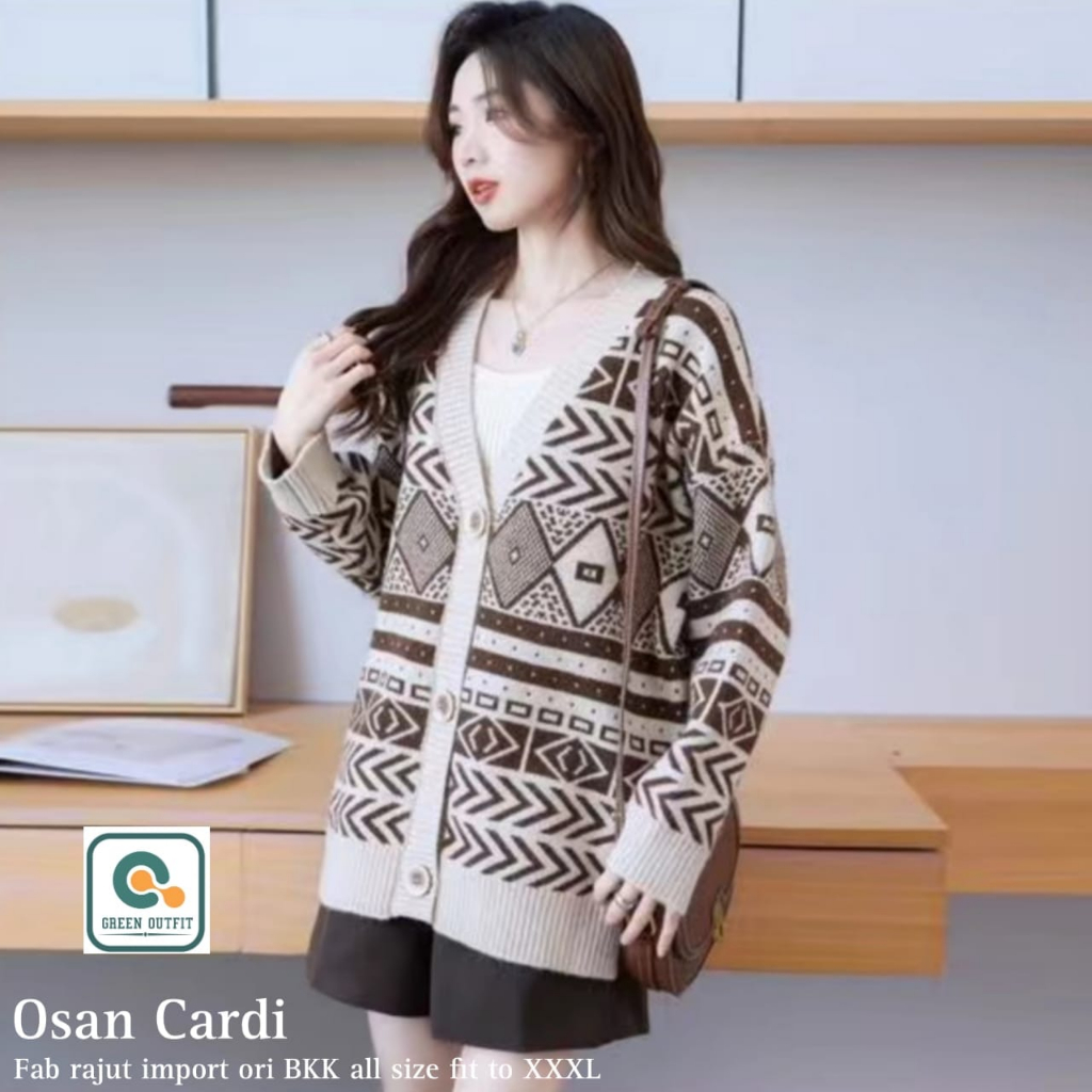 osan cardi cardy atasan baju cardigan sweater sweter switer outer knit rajut polos tebal melar over 