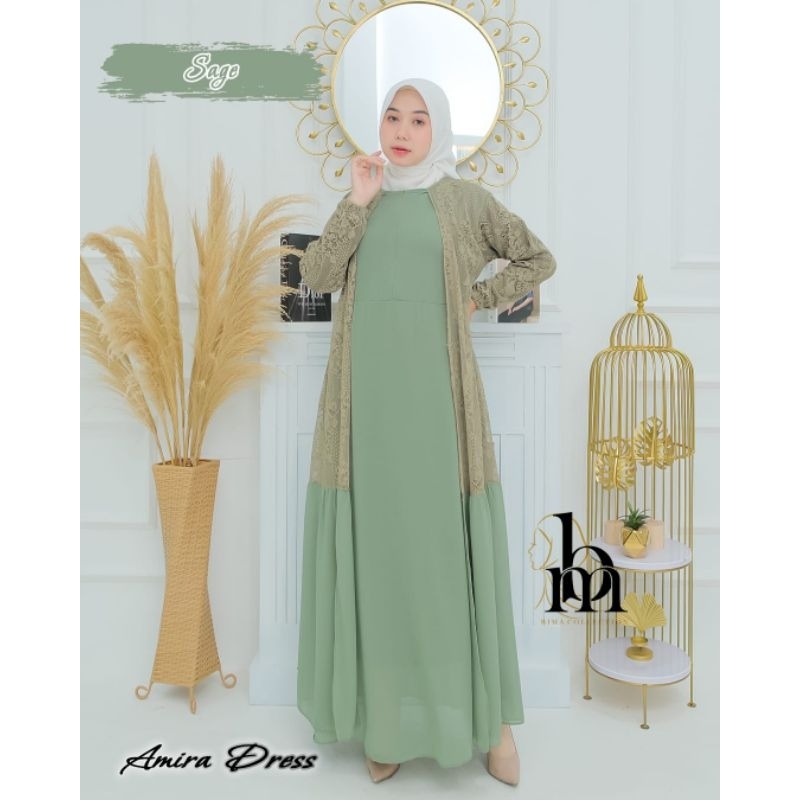 Gamis ceruty brukat full furring Amira dress