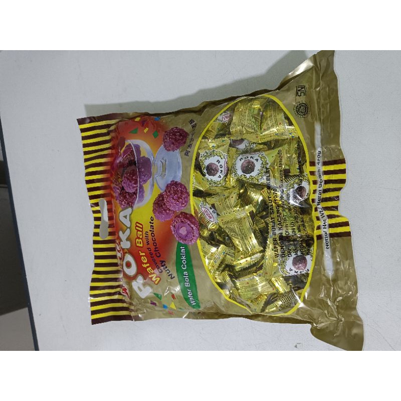 

Apollo Roka Wafer Ball / Wafer Bulat Salut Cokelat dengan Kacang
