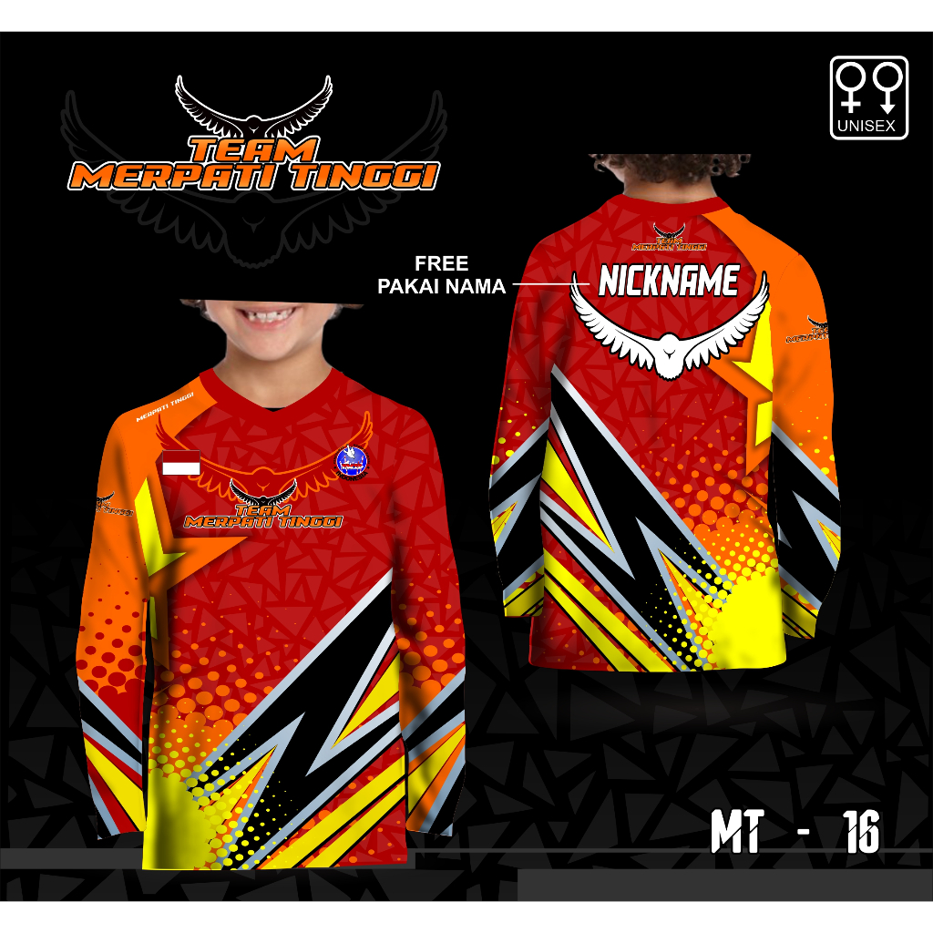 Baju anak jersey merpati kaos team merpati tinggi lengan panjang 28