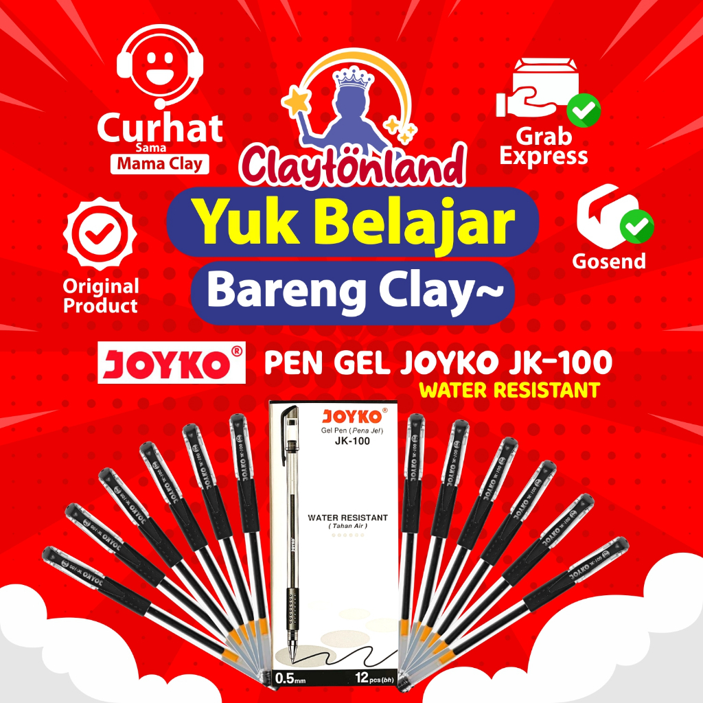 

1pcs Pulpen / Pen Gel Joyko JK-100 / Ball Pen Tahan Air Water Resistant Joyko 0.5mm Murah