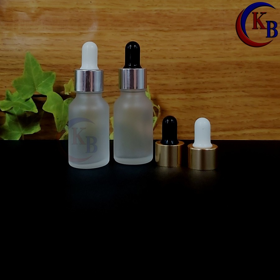 BOTOL PIPET 15 ML SERUM TETES ALUMUNIUM / BOTOL KACA CLEAR FROSTED 15ML