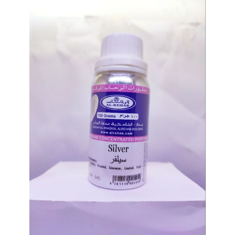 SILVER ( AL REHAB ORI ). KEMASAN SEGEL 100 GRAM ORIGINAL SAUDI ARABIAN. AROMA TERBAIK NO. 1