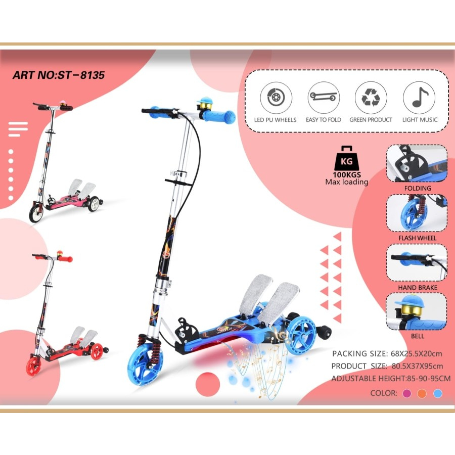 EXOTIC Scooter Alloy ET-ST 8135 (music dan injak) / Skuter Anak lipat Injak MURAH