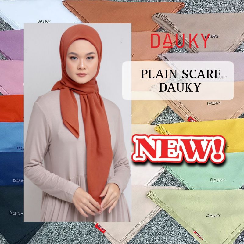 Dauky Fashion Jilbab Segi Empat Plain Scarf Voal Hijab Motif Terbaru