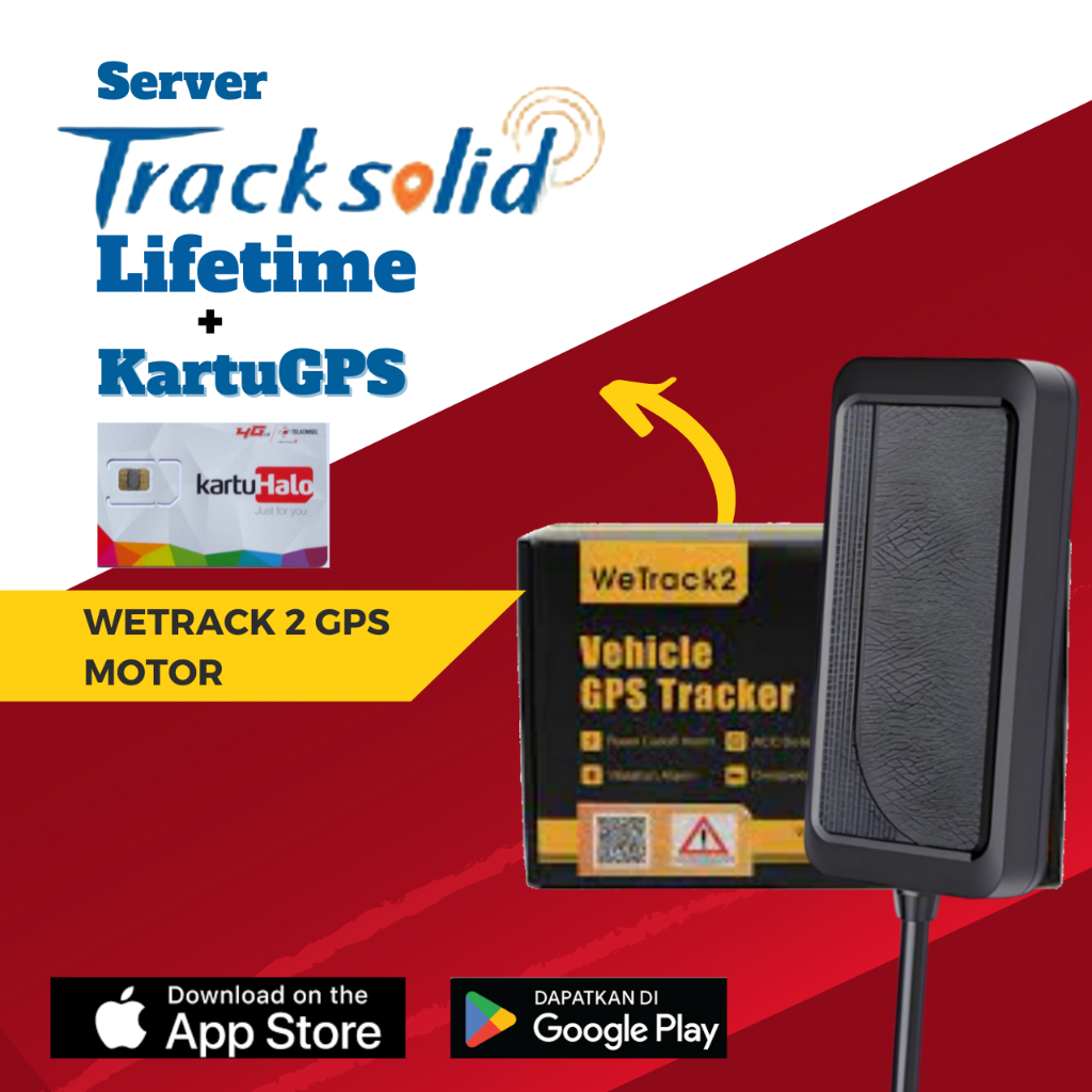 GPS Tracker Motor Wetrack 2 + Tracksolid Lifetime + kartuGPS Aktip