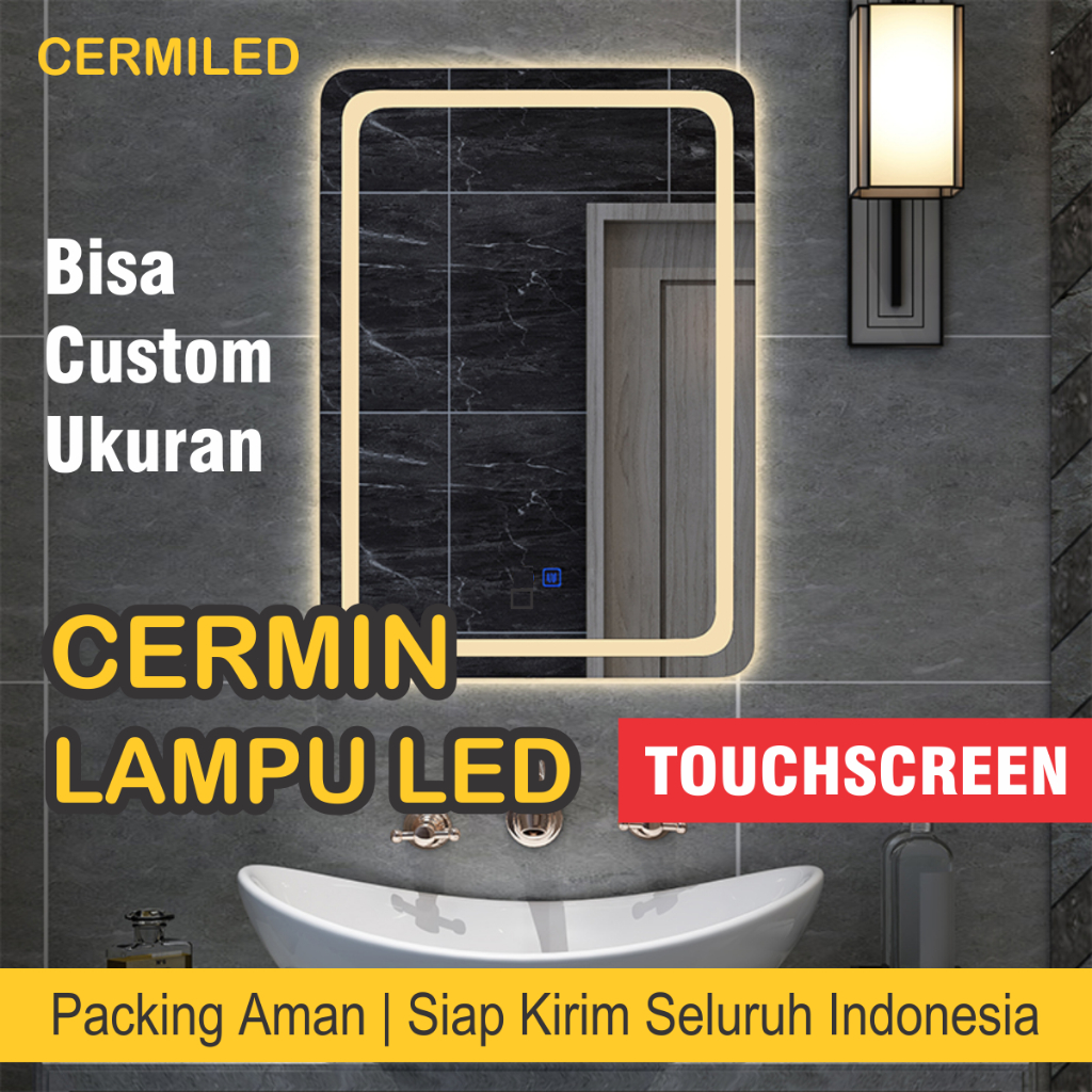 Cermin Rias LED Touchscreen 60x80 Cm | Cermin Aesthetic Dinding 60 x 80 cm