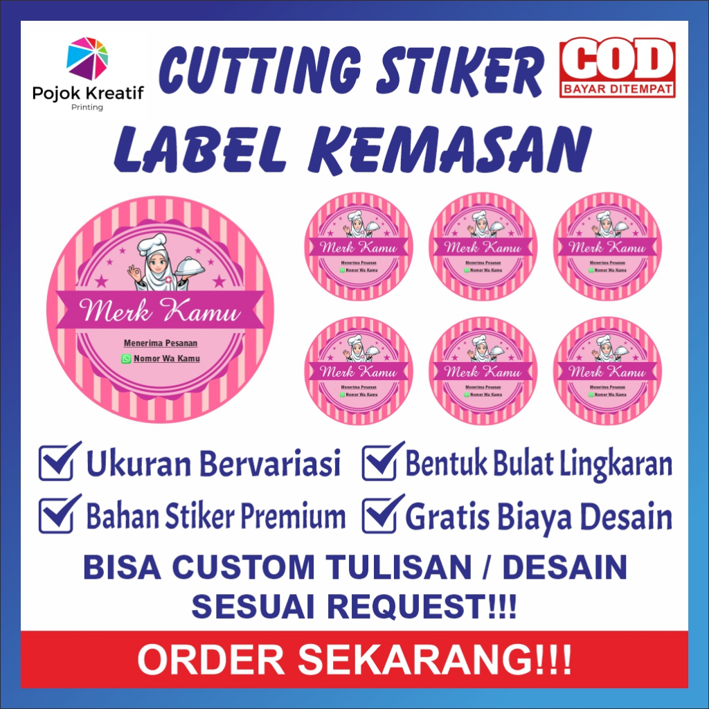 

Cetak Cutting Stiker Label Kemasan Makanan Kue A18 Pink Merah Bontak Vinyl Ukuran 3 4 5 6 7 cm Dapat Banyak Bisa COD Custom Request Gratis Desain Pojok Kreatif