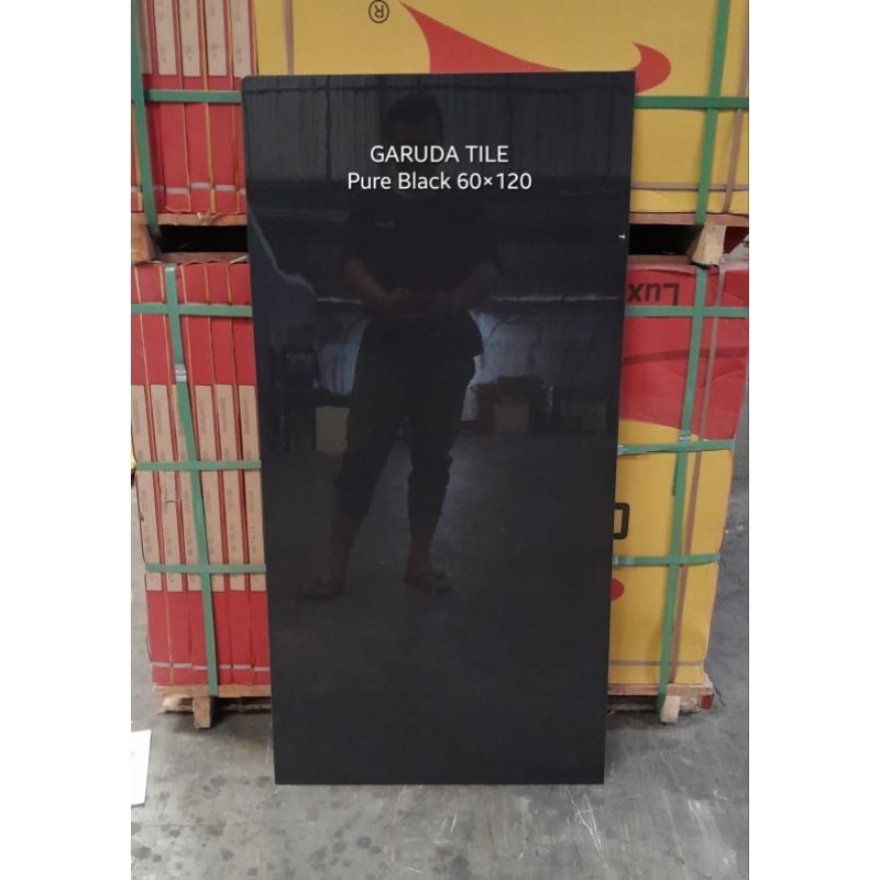 Granite lantai 60x120 Pureblack / hitam polos / Garuda tile  / Glazed polish