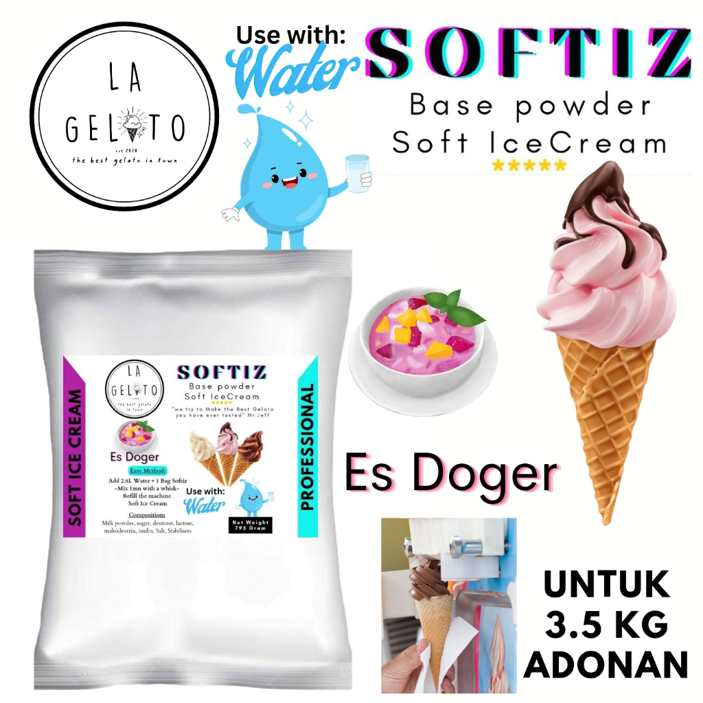 

Bubuk Soft ice cream spesial Aneka Rasa Untuk Adonan 3-4 Liter