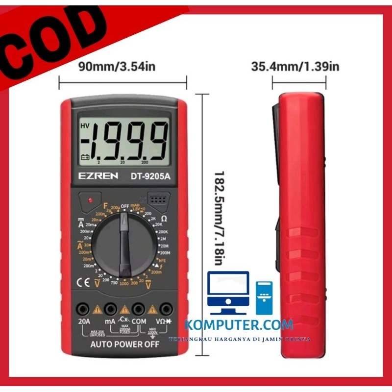 MULTIMETER Digital Avometer Multitester EZREN DT-9205A Original