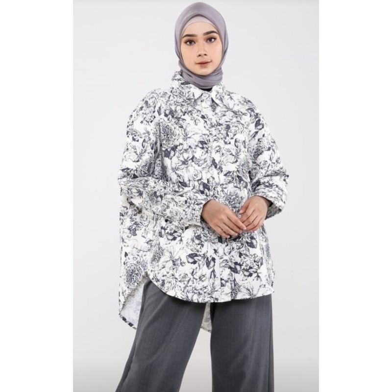 Benang Jarum Le Jardin Bleu Oversize shirt Buttonscarves