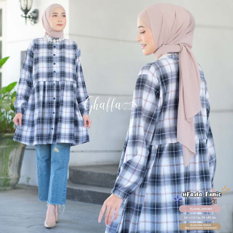 FADA KEINA NORA TUNIK // Original Ghaffa Atasan Busui Crinkel Flanel Kotak-kotak
