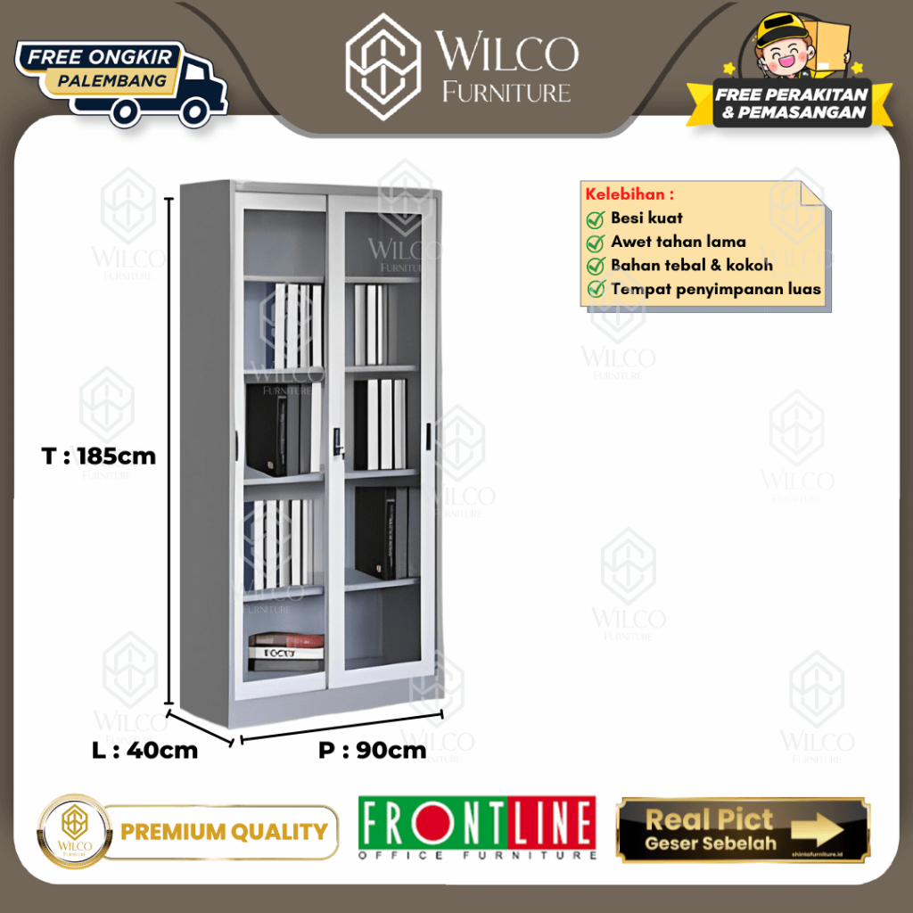 Lemari Arsip Berkas Frontline Filling Cabinet Sliding Kaca FC E18