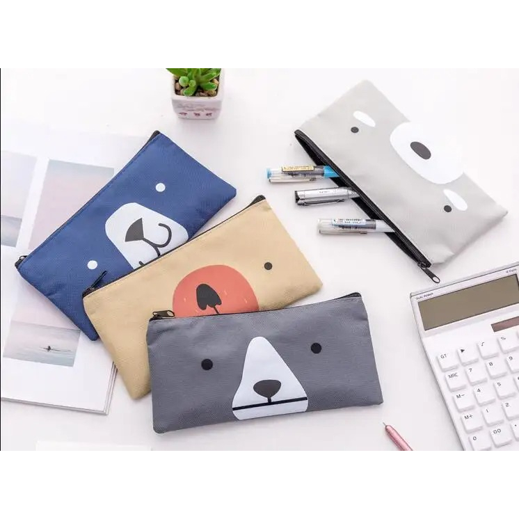 

Tempat Pensil Bahan Kanvas Karakter Hewan Lucu Dompet Pouch Serbaguna kotak pensil serbaguna organizer