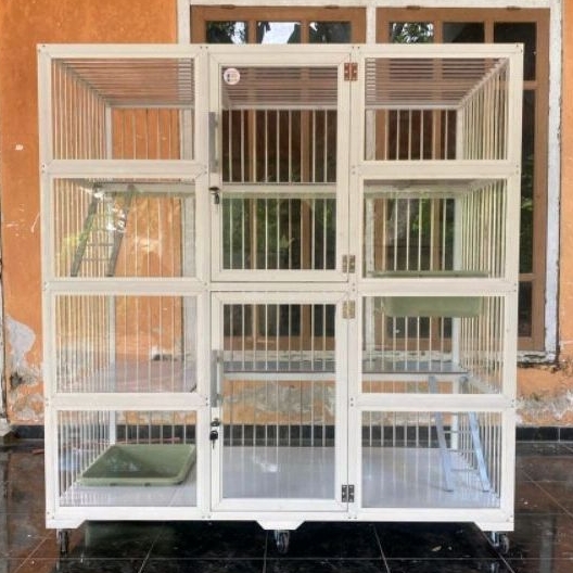 kandang kucing alumunium alumunium tingkat 2 kamar