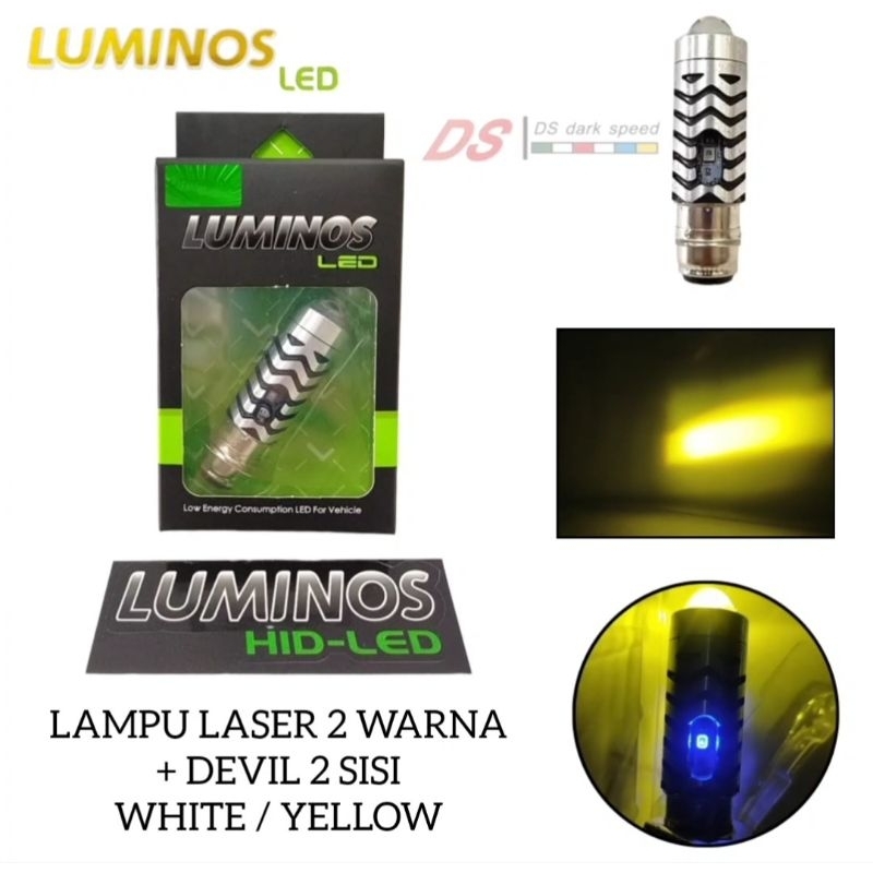 LUMINOS LAMPU UTAMA LED H6 LASER JAUH DEKAT PUTIHKUNING PLUS SENJA BIRU LUMINOS
