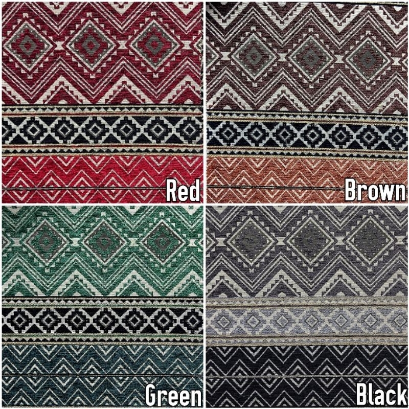 Bahan Kain Chenille Premium Meubel Sofa Lesehan / Jok / Kursi Motif Batik Arab Salur Klasik - Ethnic