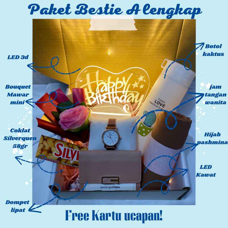 Bakulanku1717 Kado Ulang Tahun Cewek Paket Bestie Hadiah Pasangan Kado Jam Tangan Wanita Kado Ulang
