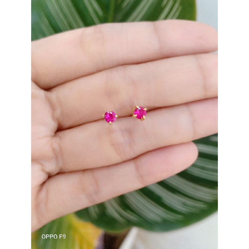 giwang perak lapis emas 22k