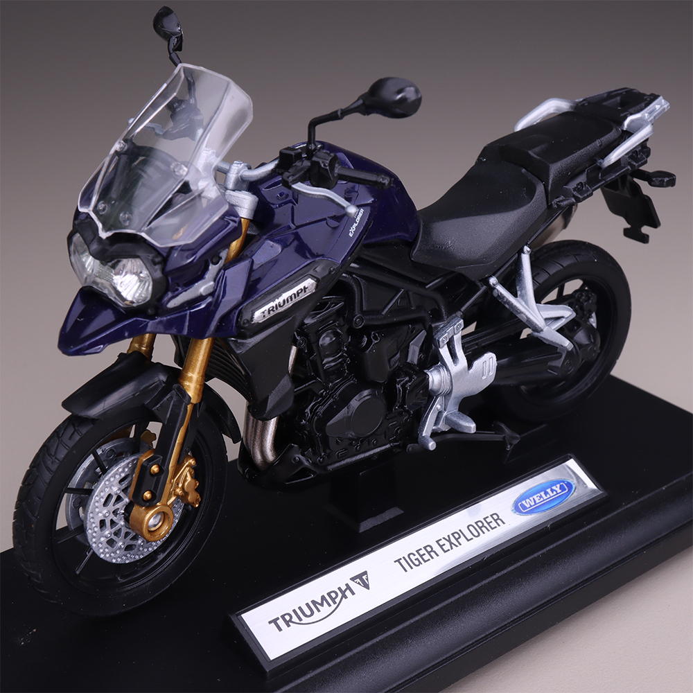 Miniatur Motor Welly Triumph Tiger Explorer Skala 1:18 Diecast Mainan Koleksi