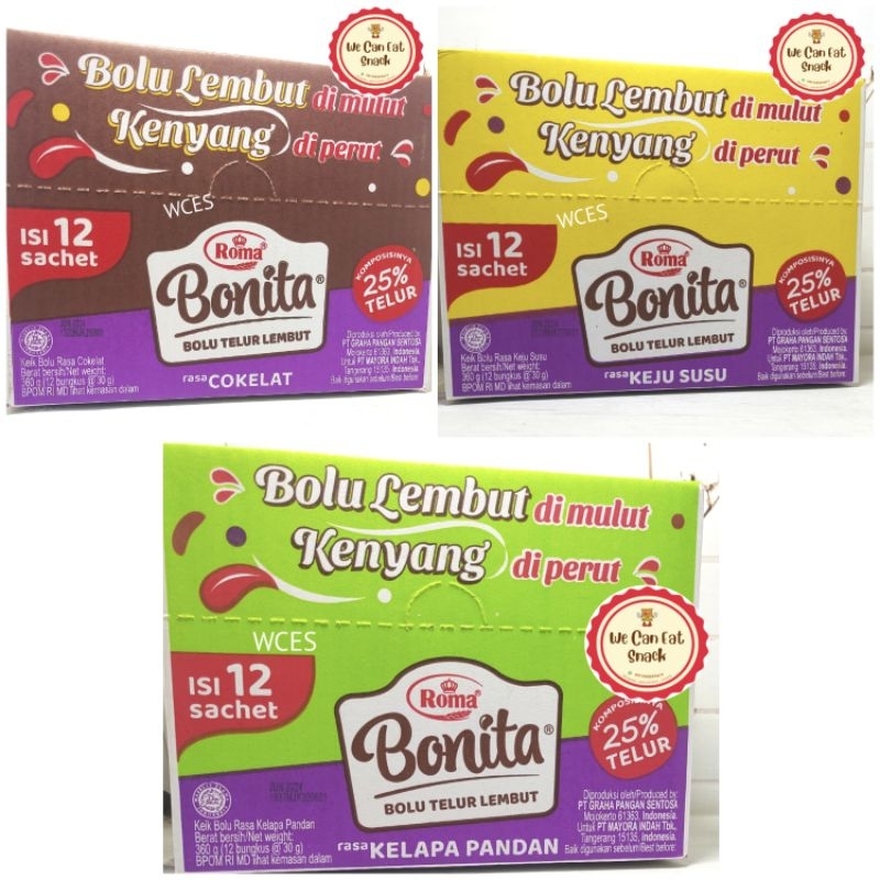 

Roma Bonita Bolu Telur Lembut 30 gr (1 Box isi 12 Pcs)