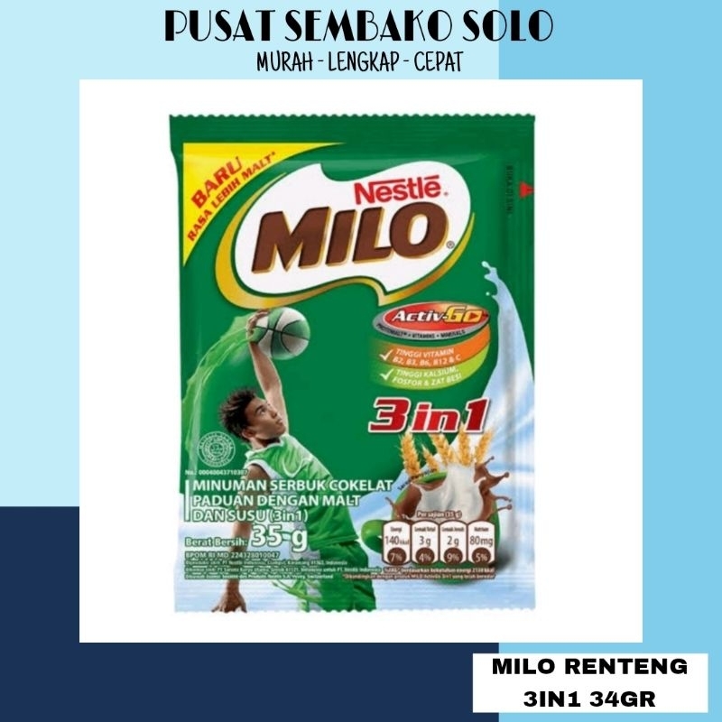 

Milo 3in1 Sachet 34gr