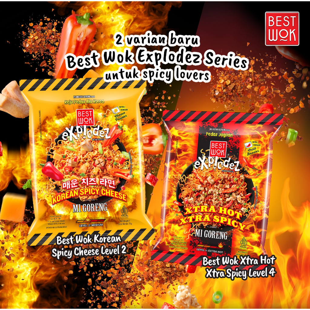 

Best Wok Explodez Korean Spicy Cheese / Xtra Hot Xtra Spicy Mi Instan Goreng Pedas