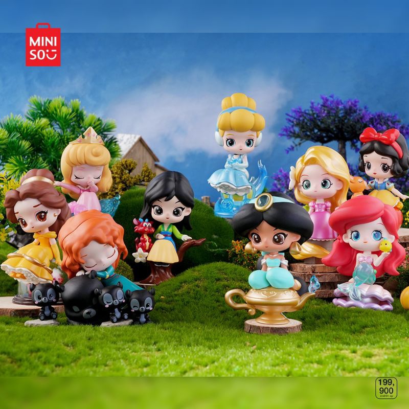 Miniso Blind Box Disney Seri Putri Fairy Town Menentukan Figur Merida / Belle / Rapunzel / Ariel Mai