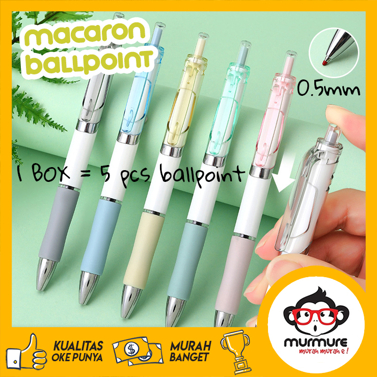 

MURMURE | BALLPOINT PULPEN PENA MACARON MEKANIK 1 BOX ISI 5PCS