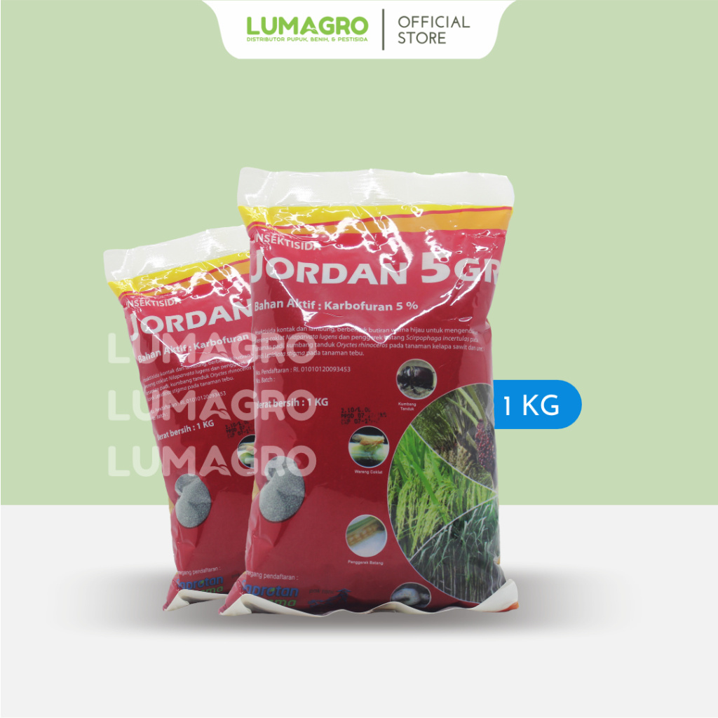 Insektisida Jordan 1kg Karbofuran 5gr Obat Pengendali Hama Penggerek Batang Uret Thrips Pada Tanaman