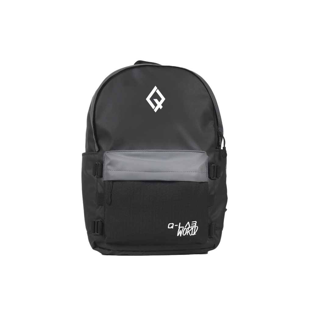 Q-Lab Graffity Backpack Hitam Abu Indigo Blue/ Tas Ransel Hitam QLAB