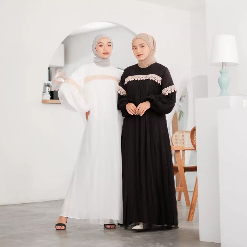 Nagya dress / baju gamis kondangan / pesta renda tille kekinian