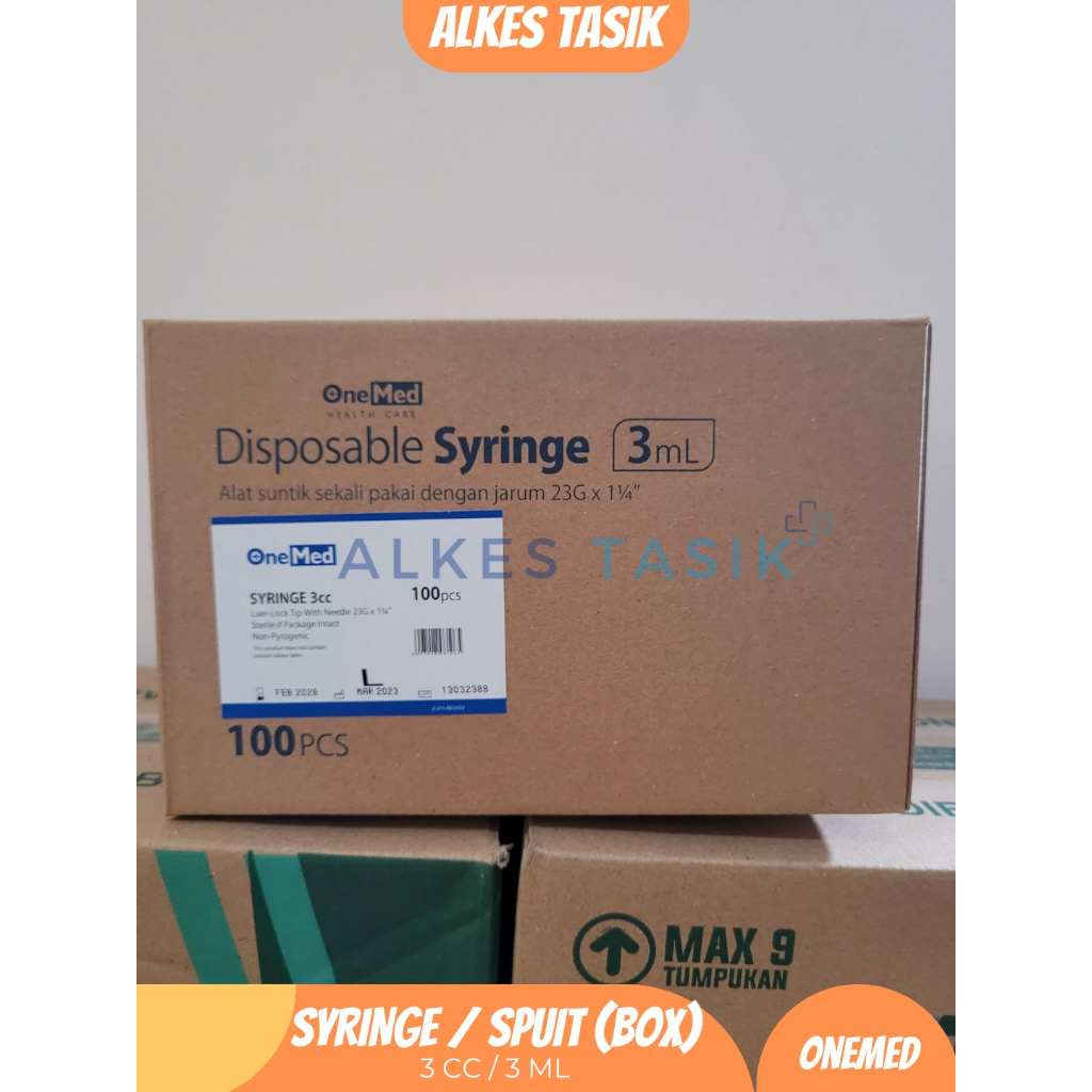 BOX Syringe / Spuit / Jarum Suntik ONEMED 3ML 3CC