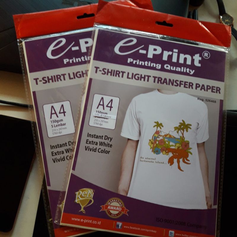

T-SHIRT LIGHT TRANSFER PAPER E-Print - Murah