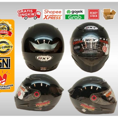 Helm Oxy Mars Solid Black  Full Face