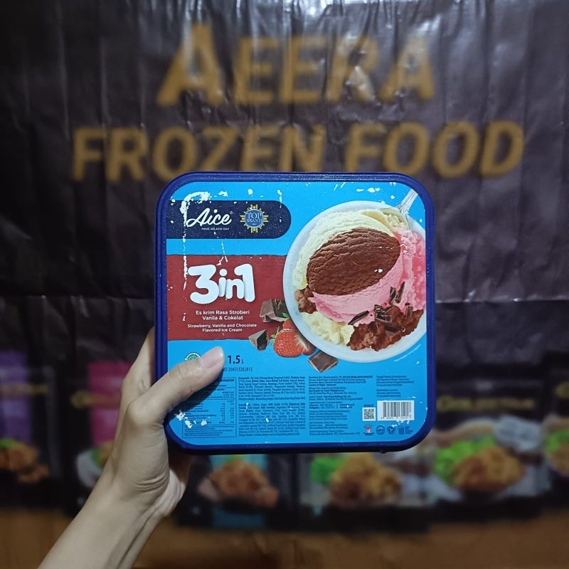 

Aice 3in1 Es Krim Rasa Stroberi Vanila & Cokelat 1500Ml